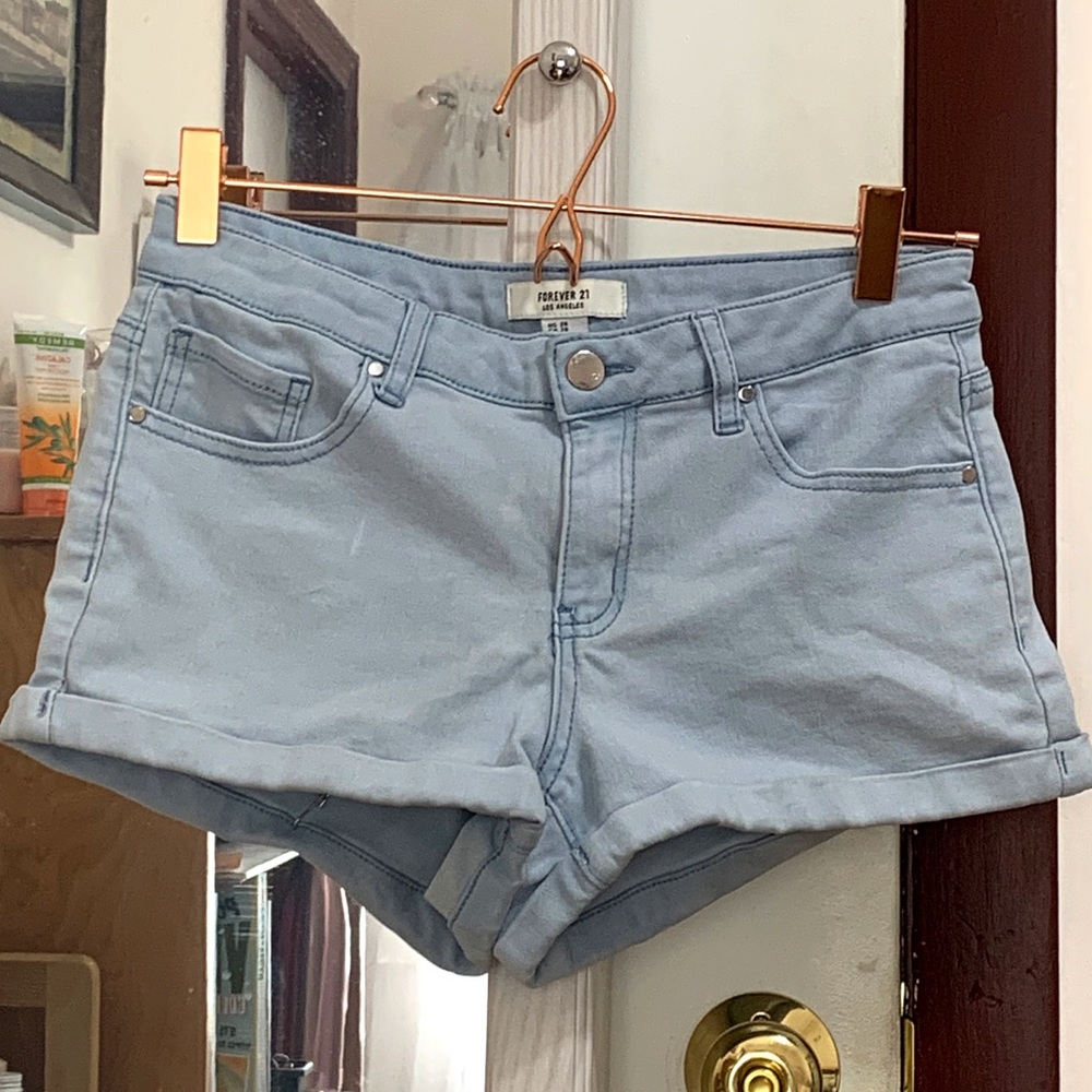 Light blue cotton shorts
